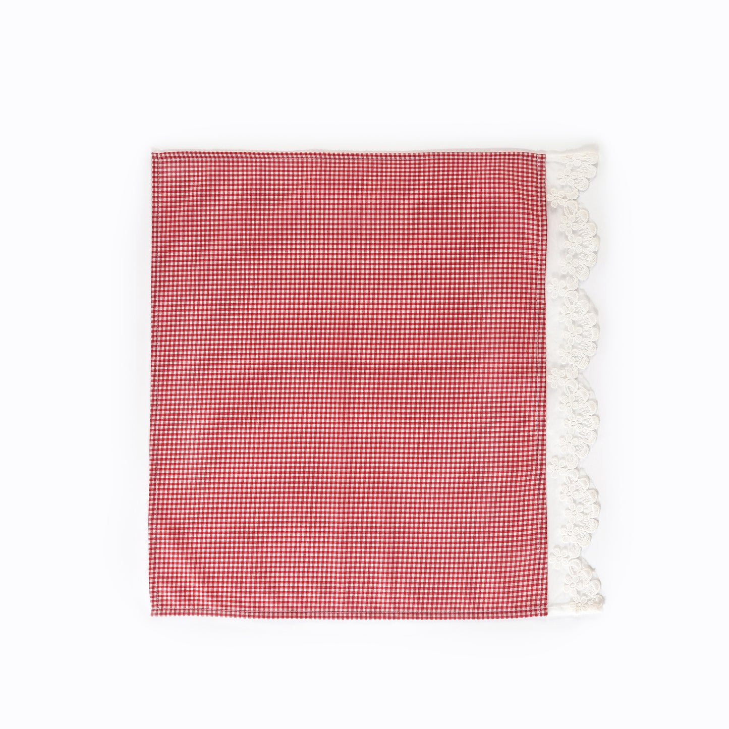 Red & White Check Lace Trim Napkin