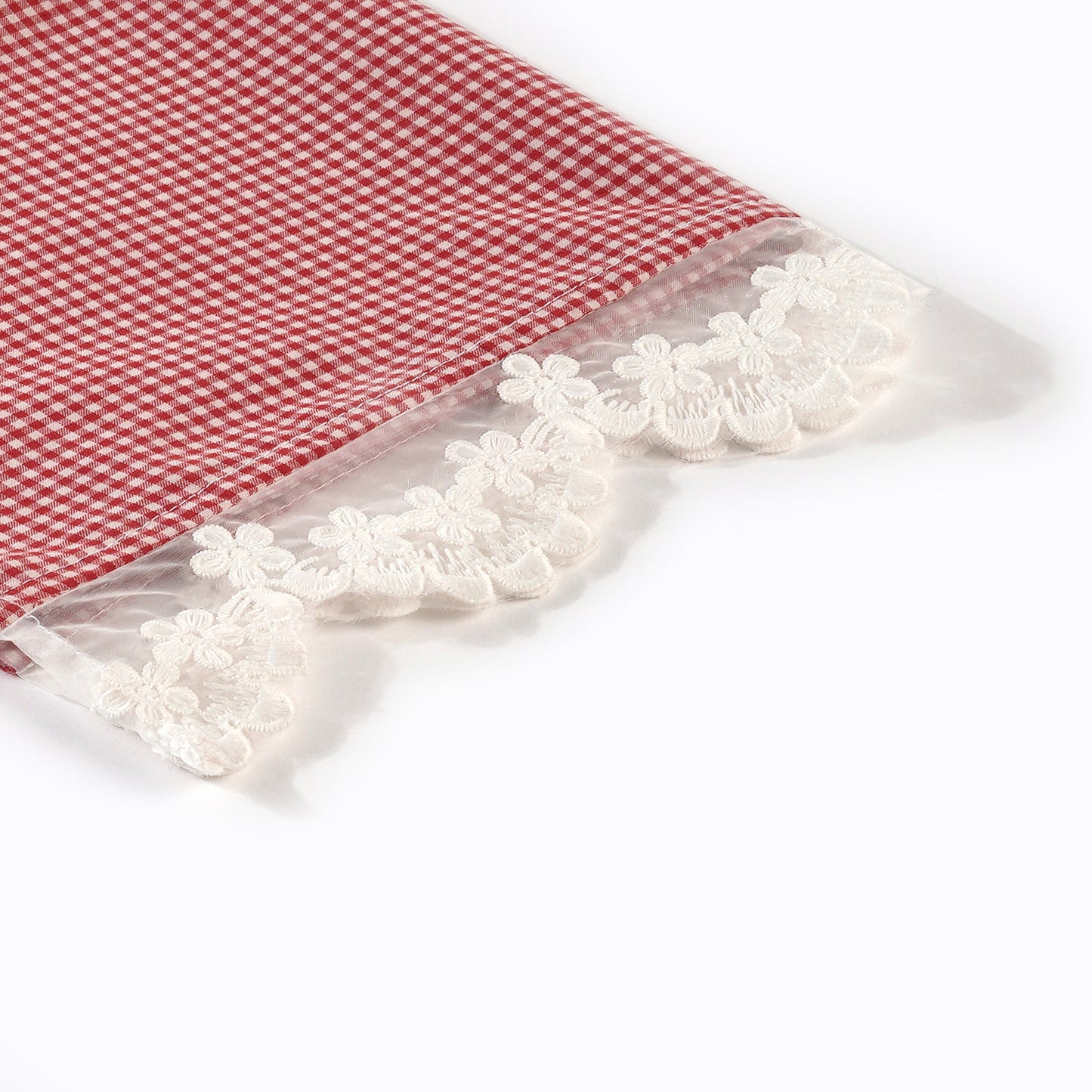 Red & White Check Lace Trim Napkin